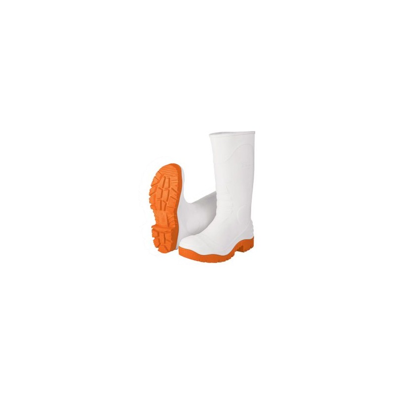 Calzado industrial de PVC Truper blanco de suela naranja