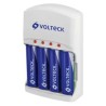 Cargador de pilas AA, AAA y 9V Volteck incluye 4 pilas Mod. CA-RE-9