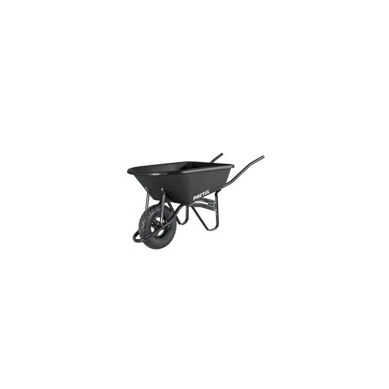 Carretilla concha plástica con llanta neumática bastidor tubular, Pretul 5 ft3 Mod. TP-5N