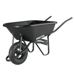 Carretilla concha plástica con llanta neumática bastidor tubular, Pretul 5 ft3 Mod. TP-5N
