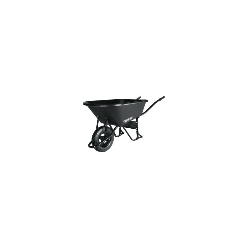 Carretilla concha plástica llanta neumática, bastidor tubular Truper 6 ft3 Mod. CAT-60PL