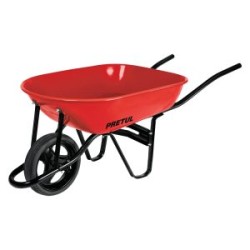 Carretilla roja con llanta imponchable, bastidor tubular, PRETUL 5.5 ft3 Mod. CAP-50FB