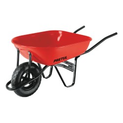 Carretilla roja con llanta neumática, bastidor tubular, PRETUL 5.5 ft3 Mod. CAP-50NB