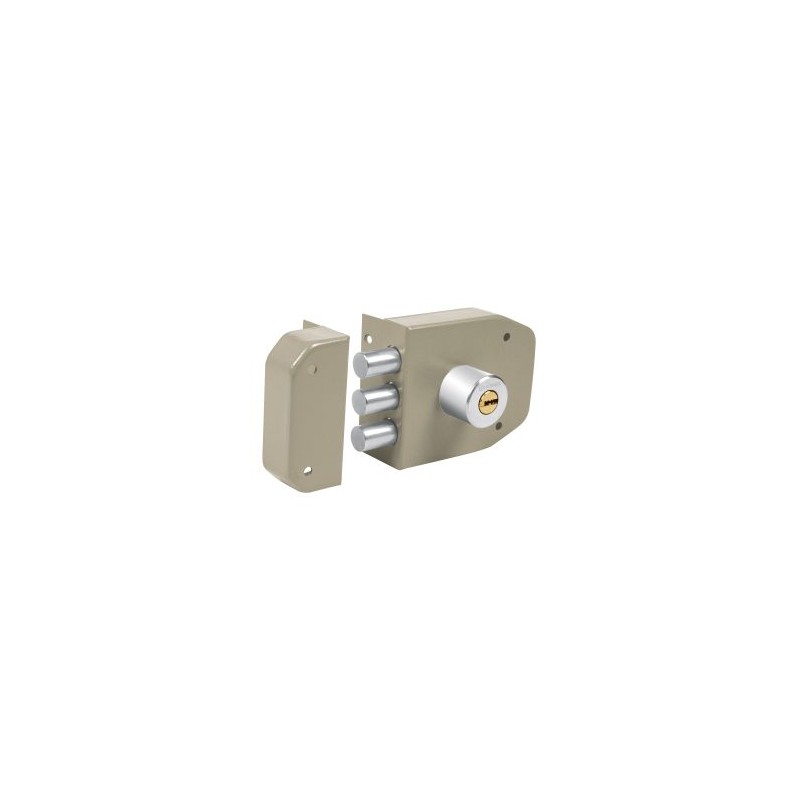 Cerradura de sobreponer Hermex 3 barras instala-fácil llave puntos Mod. CS-93