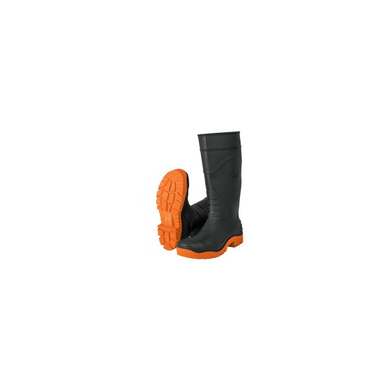 Calzado industrial de PVC Truper negro con suela naranja