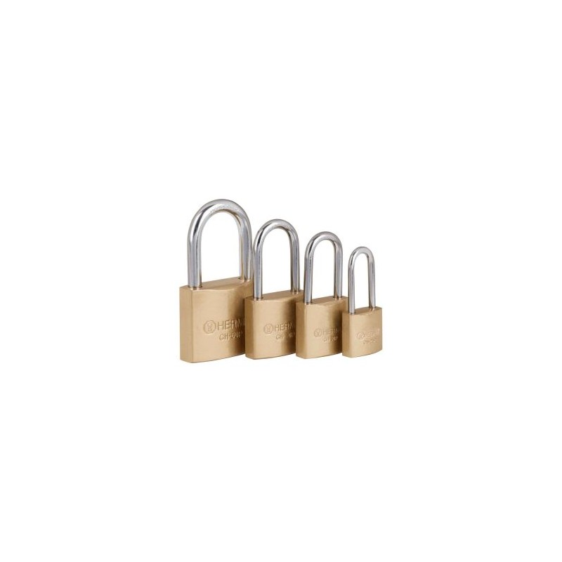 Candados de seguridad de hierro Hermex color latón gancho largo en blíster