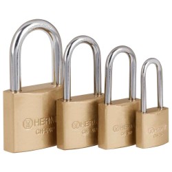Candados de seguridad de hierro Hermex color latón gancho largo en blíster