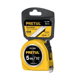 Flexómetro PRETUL 5 metros, cinta de 9 mm