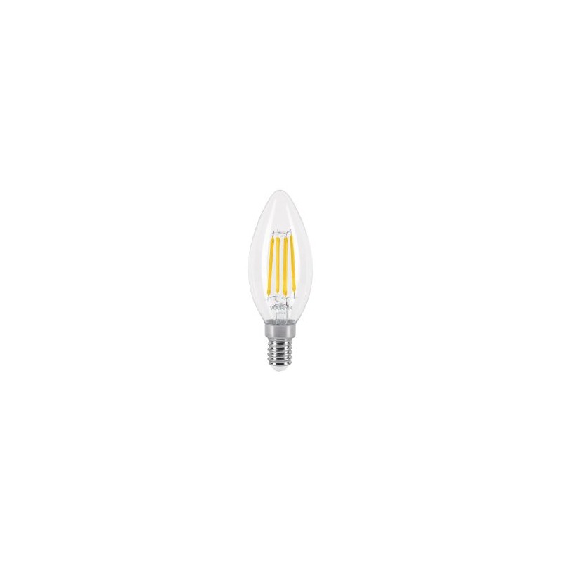 Foco LED tipo vela Volteck 4 W con filamento base E14 luz cálida Mod. LED-V4F4C
