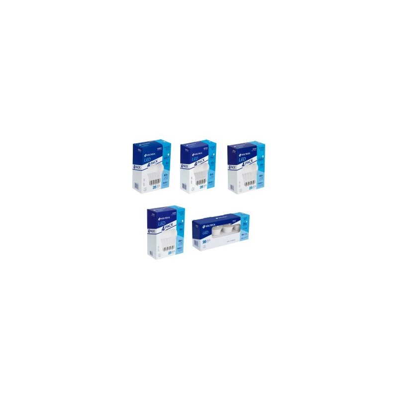 Focos LED Volteck tipo bulbo multipacks de 4