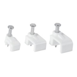Grapas para cable plano Volteck blancas bolsa con 500 unidades