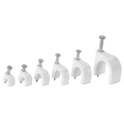 Grapas para cable redondo Volteck blancas bolsa 20 piezas