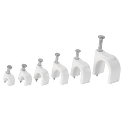 Grapas para cable redondo Volteck blancas bolsa 20 piezas