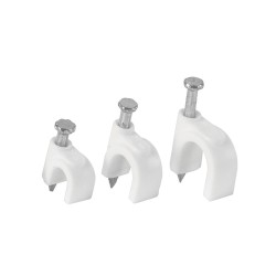 Grapas para cable redondo Volteck blancas bolsa de 500 piezas
