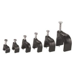 Grapas para cable redondo Volteck negras bolsas con 20 piezas