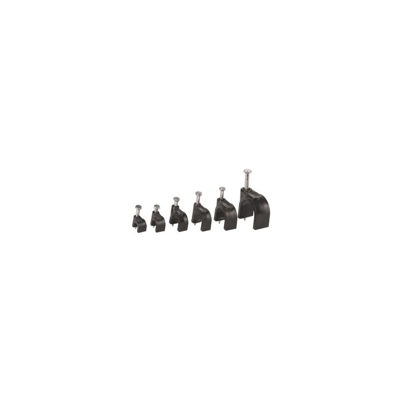 Grapas para cable redondo Volteck negras bolsas con 20 piezas