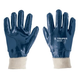 Guantes de seguridad y trabajo de algodón recubiertos de nitrilo puño tejido Mod. GU-835