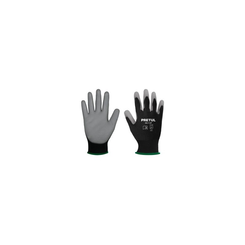 Guantes de seguridad y trabajo Pretul textiles de nylon recubiertos de poliuretano