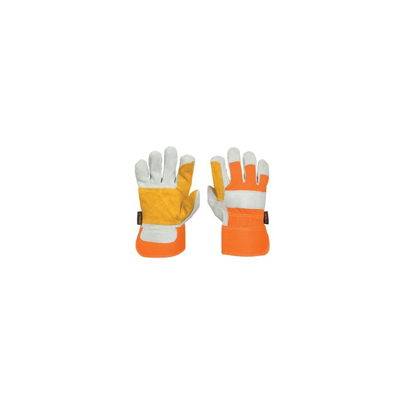 Guantes de seguridad y trabajo Truper de carnaza y loneta con refuerzo unitalla Mod. GU-215
