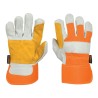 Guantes de seguridad y trabajo Truper de carnaza y loneta con refuerzo unitalla Mod. GU-215