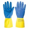 Guantes de seguridad y trabajo Truper de látex para limpieza color azul con amarillo