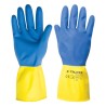 Guantes de seguridad y trabajo Truper de látex para limpieza color azul con amarillo