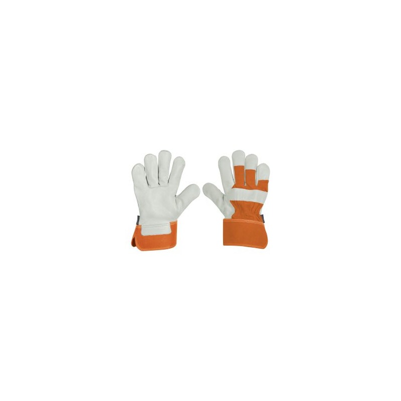 Guantes de seguridad y trabajo Truper de piel de res y dorso de loneta Mod. GU-255