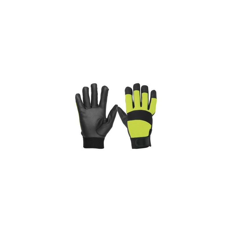 Guantes de seguridad y trabajo Truper mecánico alta visibilidad palma poliuterano Mod. GU-645