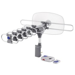 Antena aérea para TV Volteck giratoria 360° con cable coaxial 10 metros Mod. ANGI-360B