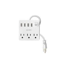 Barra Multicontacto Volteck Doméstica con 3 Entradas y 4 Puertos USB Mod. MUL-3U
