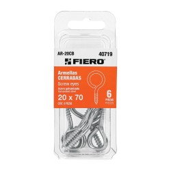 Blíster con 6 armellas cerradas Fiero de 20 x 70 Mod. AR-20CB