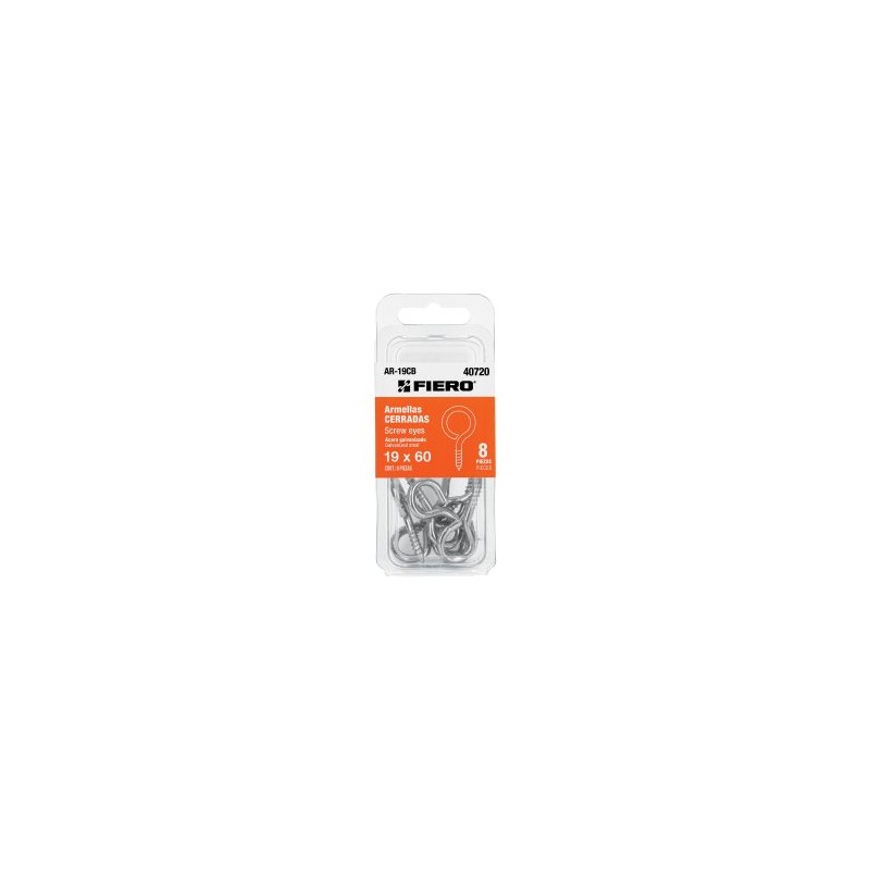 Blíster con 8 armellas cerradas Fiero de 19 x 60 Mod. AR-19CB