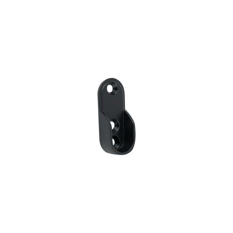 Brida Hermex negra para tubo ovalado de clóset Mod. BTO-5N